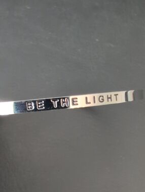 MantraBand Silver Engraved Cuff Bracelet - Be The Light